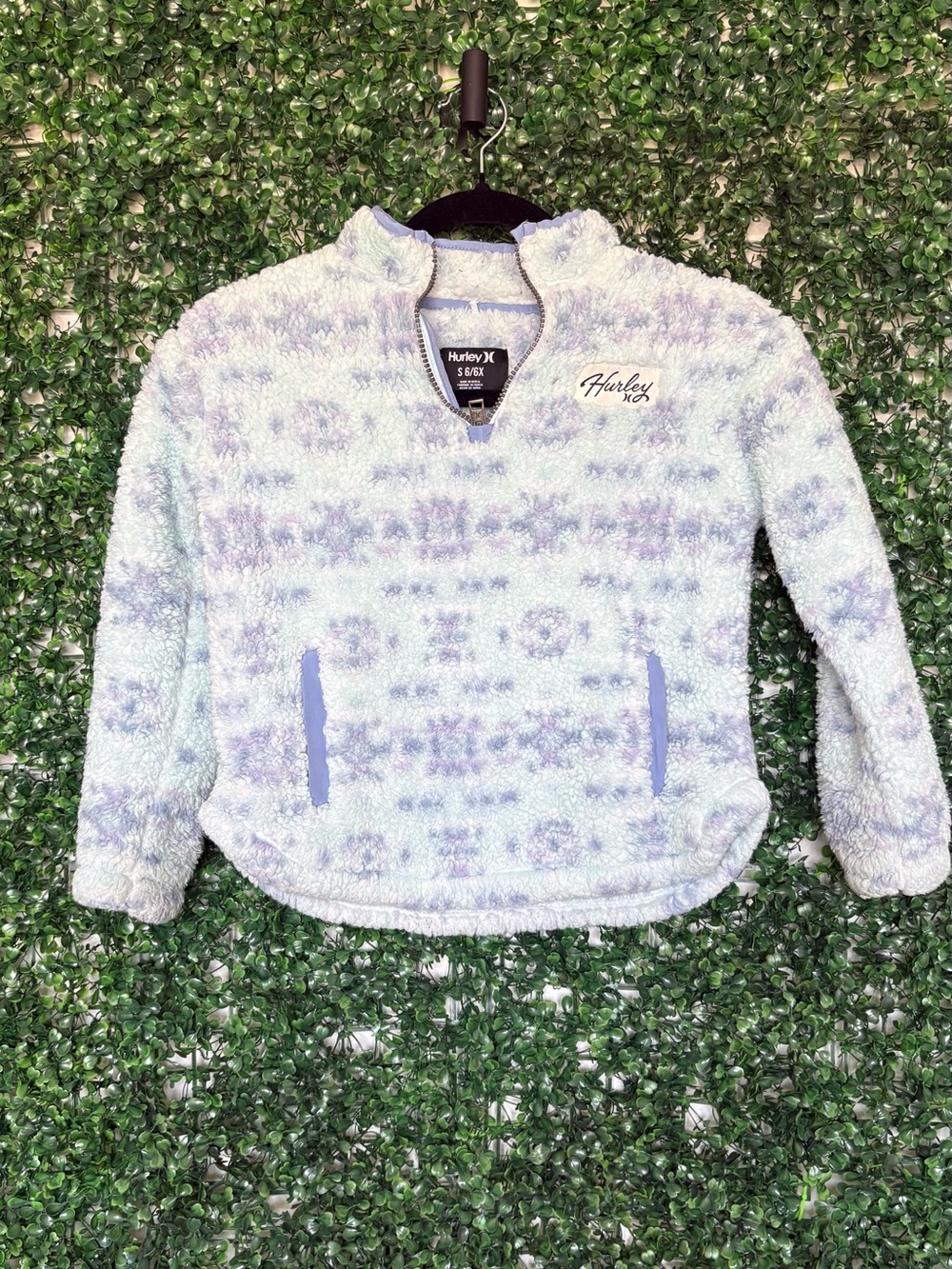 Hurley Light Blue & Lavender Plush Quarter-Zip Pullover